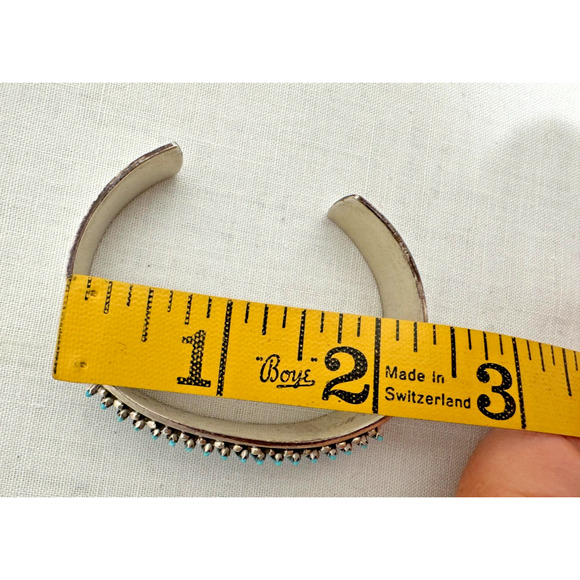 R. Lastyono Zuni Sterling Silver Turquoise Cuff Bracelet Signed Native American - Picture 7 of 11